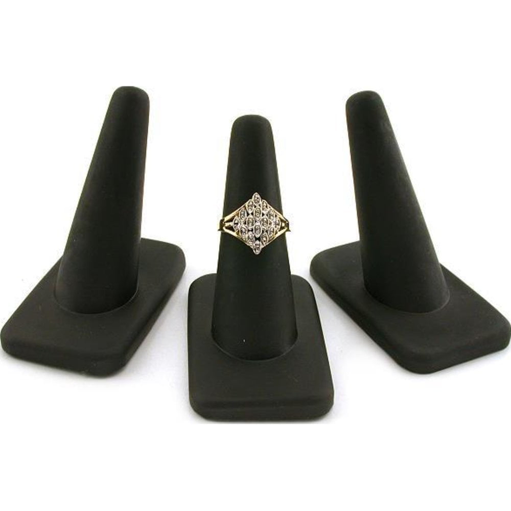 Finger Ring Display Stand Jewelry Rubber Ring Display Set of 2 Black & White 