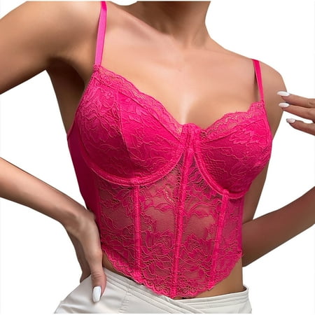Kaemgyyd Corset Tops for Women Fashion Going out Outfit Lace Mesh Cami Top Spaghetti Strap Party Clubwear