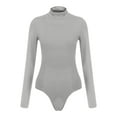 thumbnail image 4 of ZAZYULZ Women's Jumpsuit Women's Mock Turtle Neck Long Sleeve Tops Bodysuit Jumpsuit(Grey,Xxl), 4 of 6