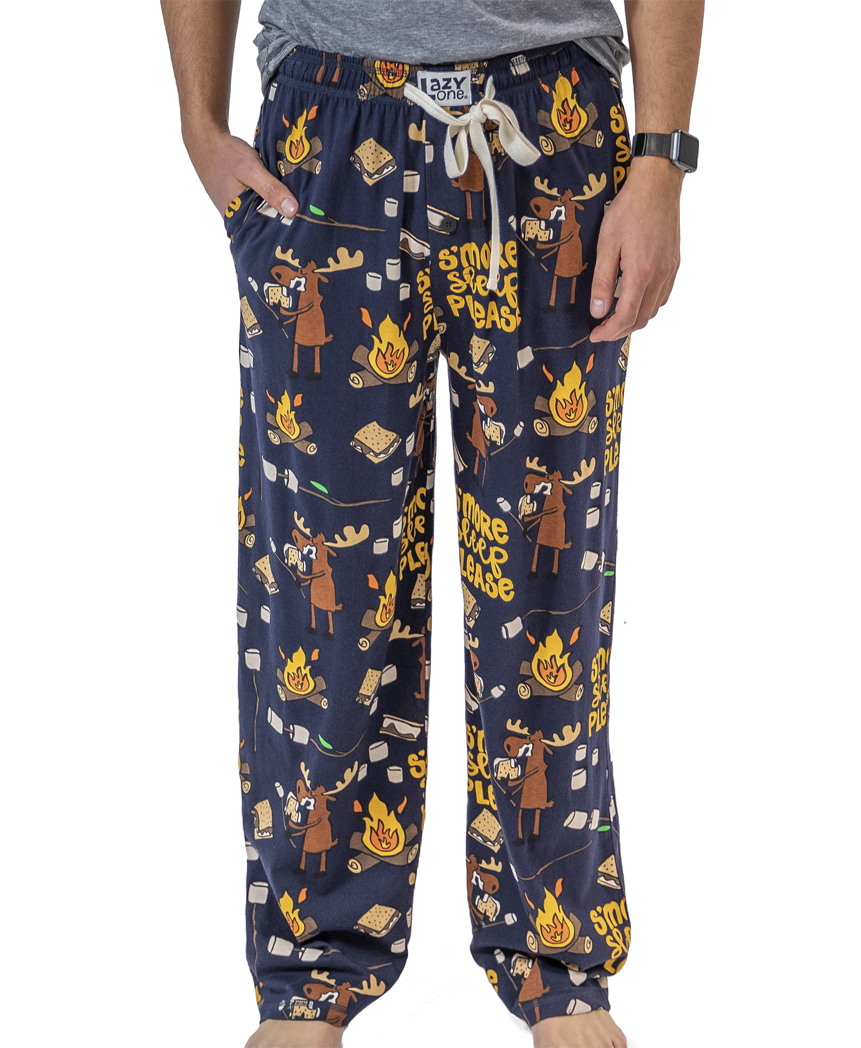 LazyOne Animal Pajama Pants for Men, Male Pajamas, Smore Sleep Please ...