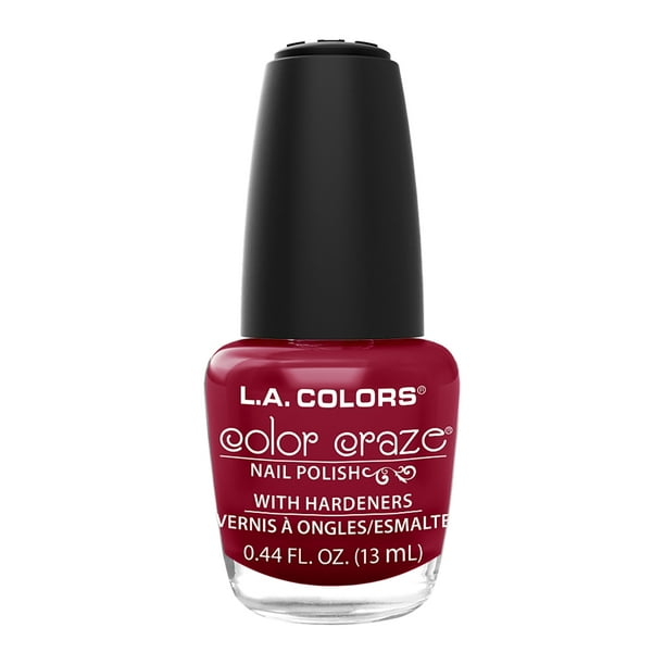L.A. Colors Color Craze Nail Polish with Hardeners, Hot Blooded, 0.44
