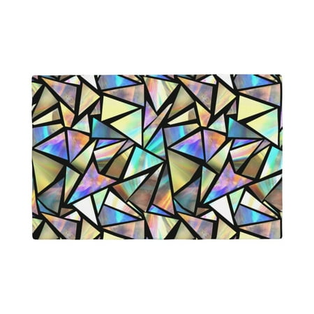 

Table Placemats Set of 6 - Colored Glass 12x18 In Faux Linen Double Heat Resistant Place Mats Cloth Indoor/Outdoor Placemats Washable Table Mats for Dining Kitchen Party