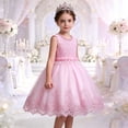 thumbnail image 6 of qucoqpe Kids Ruffle Puffy Dresses Princess Lace Tulles Bow Pleated Formal Party Birthday Wedding Mini Flowers Girl Dresses, 6 of 6