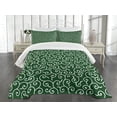 thumbnail image 3 of Ambesonne Green Quilted Bedspread Set 3 Pcs, Japanese Pattern, Queen Size, Emerald White, 3 of 5