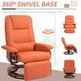 thumbnail image 4 of HOMCOM Faux Leather Manual Recliner, Adjustable Swivel Lounge Chair with Footrest, Armrest and Wrapped Wood Base for Living Room, Orange, 4 of 9