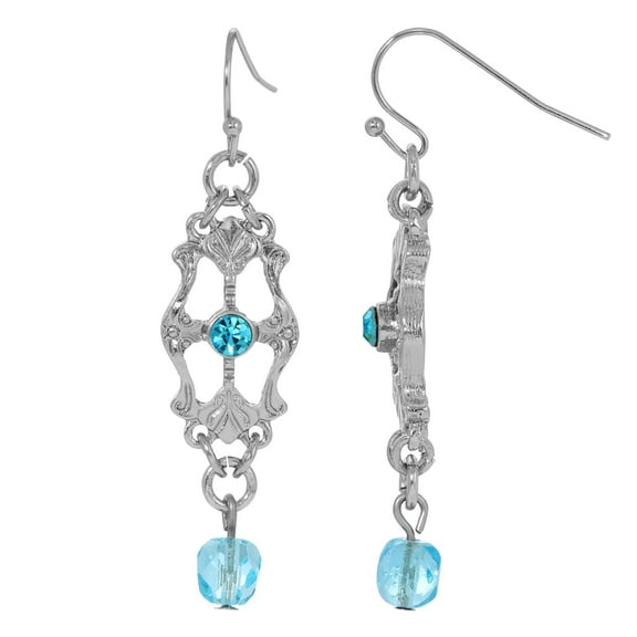 1928 Jewelry Deco Flare Light Blue Crystal Drop Earrings