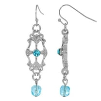 1928 Jewelry Deco Flare Light Blue Crystal Drop Earrings