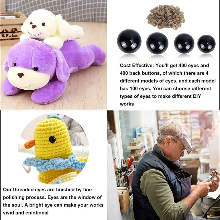 SAFETY EYES 12 Mm Amigurumi Eyes Dollmaking Doll Parts Safety Eyes With  Plastic Backs for Teddy Bear Animal Soft Toy Making 