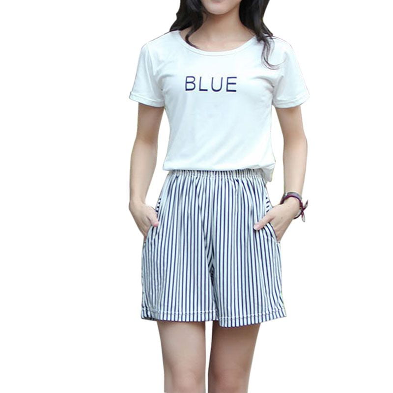 blue white striped shorts