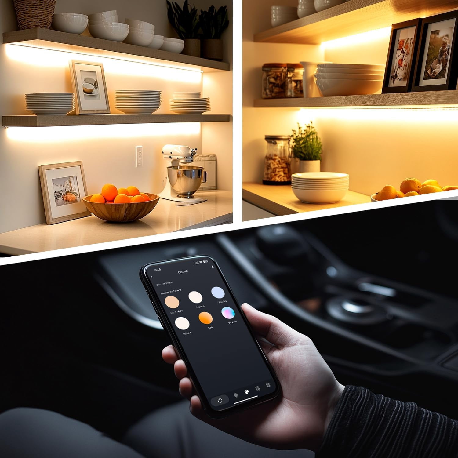 Cefrank Smart Under Cabinet Lights, 4-Pack 12" V-Shaped LED Bars - Voice & App Controlled, Dimmable 2700K-6000K, Easy 5-Minute Install