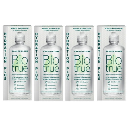 Biotrue Contact Lens Solution, Multi-Purpose Solution for Soft Contact Lenses, Lens Case Included, 10 FL OZ - 4 Pack