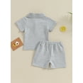 thumbnail image 2 of Baby Boy Shorts Set Short Sleeve Turn-down Collar T-shirt with Elastic Waist Shorts Summer 2 Piece Outfit, 2 of 7