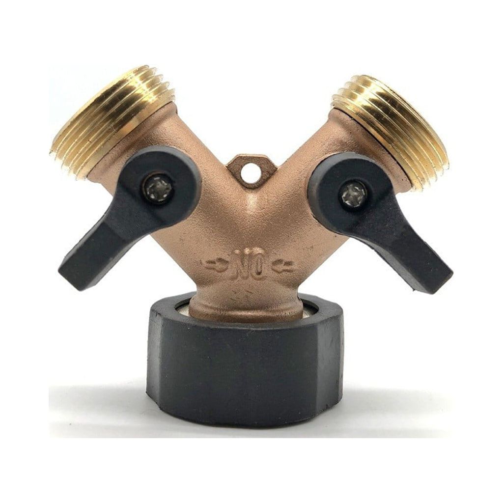 Solid Brass Body Backyard 2 Way Y Garden Hose Connector Splitter Wash