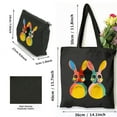 thumbnail image 3 of GOSMITH Hanging With My Peeps Colorful Bunny Easter Day Gifts Party Supplies 2 Pcs Canvas Tote Bags Cute Aesthetic Tote Bags with Zipper Black, 3 of 8