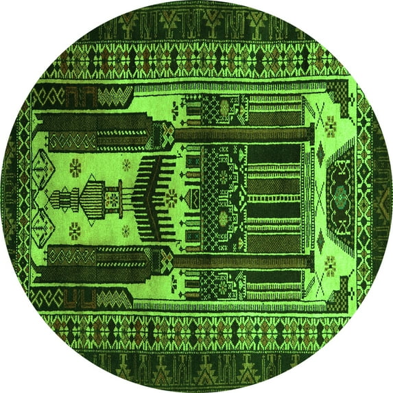 Ahgly Company Indoor Round Persian Green Traditional Area Rugs, 4' Round