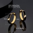 thumbnail image 4 of KRKC&CO Hoop Earrings for Men, S925 Sterling Silver, 14k Plated Gold Hoop Earrings, Hypoallergenic, 5A CZ Stones,15mm, 4 of 7