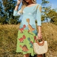 thumbnail image 4 of Cute Dinos in Sunny Field Womens Summer Dress Tie Back A Line Flare Dress, 4 of 9