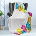 thumbnail image 4 of Luau Soft Flannel Fleece Throw Blanket, Vibrant Colorful Border Design with Blossoming Hibiscus Polynesian Springtime Aloha, Cozy Plush for Indoor and Outdoor Use, 50" x 70", Multicolor, by Ambesonne, 4 of 5