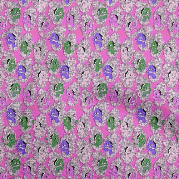 oneOone Cotton Poplin Twill Pink Fabric Kalamkari Sewing Craft Projects Fabric Prints By Yard 56 Inch Wide