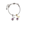 thumbnail image 3 of Delight Jewelry Gold-tone Wide Black Dots on Purple Spinner - Silver-tone Rope Charm Bead Dangle with Mini 2025, 3 of 4