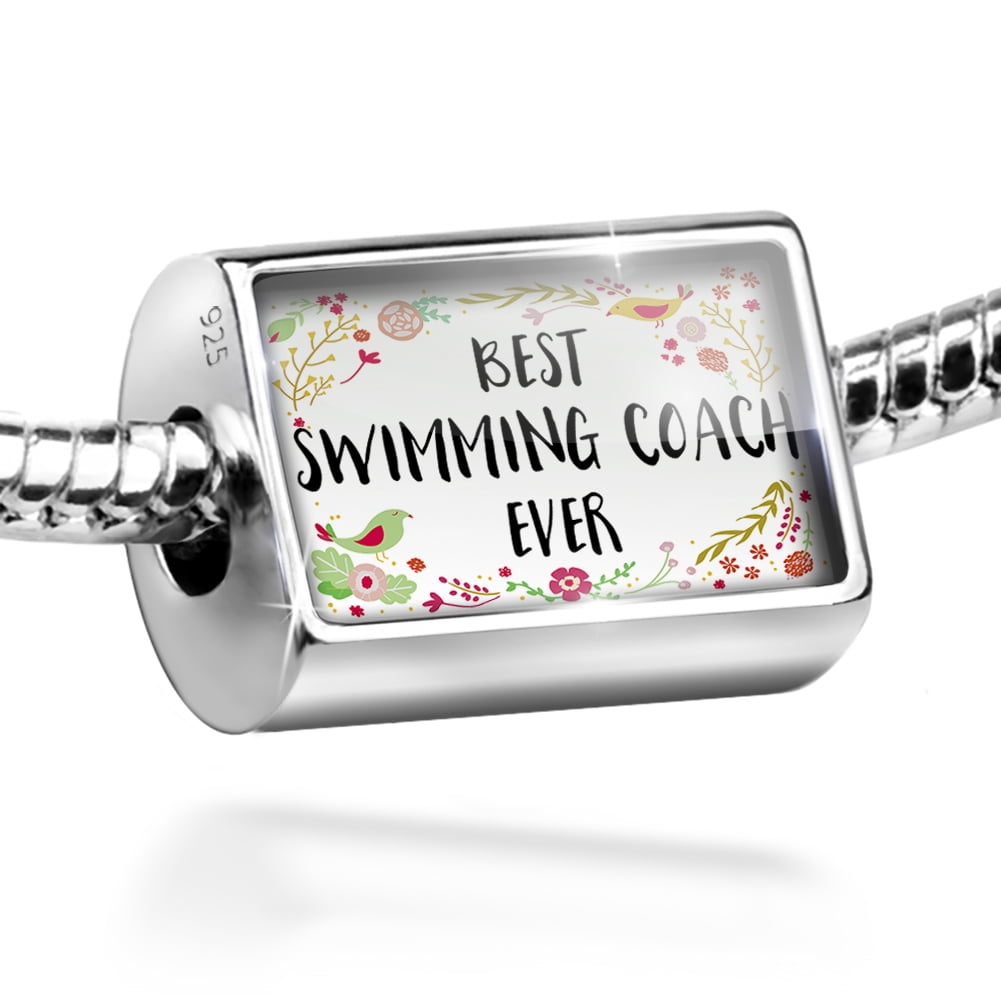 Bead Happy Floral Border Swimming Coach Charm Fits All European Bracelets by NEONBLOND