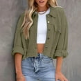 thumbnail image 2 of TYGHBN Womens Western Jacket Womens Casual Cropped Jackets Button Down Long Sleeve Shirts Jacket with Pockets Casual Jackets for Women for Winter Fuzzy Zip up Hoodie Women Knit Sweatshirt Band Tees, 2 of 5