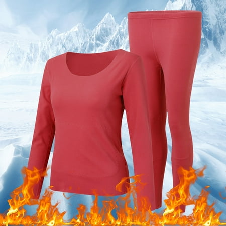 

ZHIYU Christmas Gift For Women Crew Neck Fleece Lined Long Sleeve Thermal Underwear Vest Winter Tops 1 Pack Pants 1 Pack Tops 2 Pices Pack Thermal Pajama