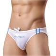 thumbnail image 1 of DPTALR Men's Low Waist Solid Color Striped Drawstring Hot Spring Quick Dry Swimming Briefs, 1 of 9