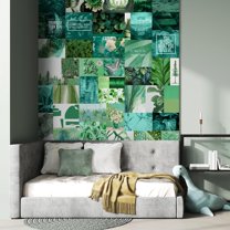 Idea4wall 4pcs Inspirational Green Nature Themed Motivational Phrases Pattern Wall Murals, Removable Self-Adhesive Stick Wallpaper Large Wall Stickers for Home Decorative, 96"x108"