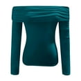 thumbnail image 4 of UJNDER Women's 2025 Fashion Long Sleeve Off Shoulder Tops for Women Slim Fitted Crop Top for Fall Outfits Green S, 4 of 4