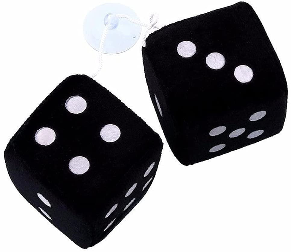 Cheap Fluffy Dice Hanging Plush Dice Cube with Suctions for Car Interior Ornament Decoration Black Convenient and Practical 