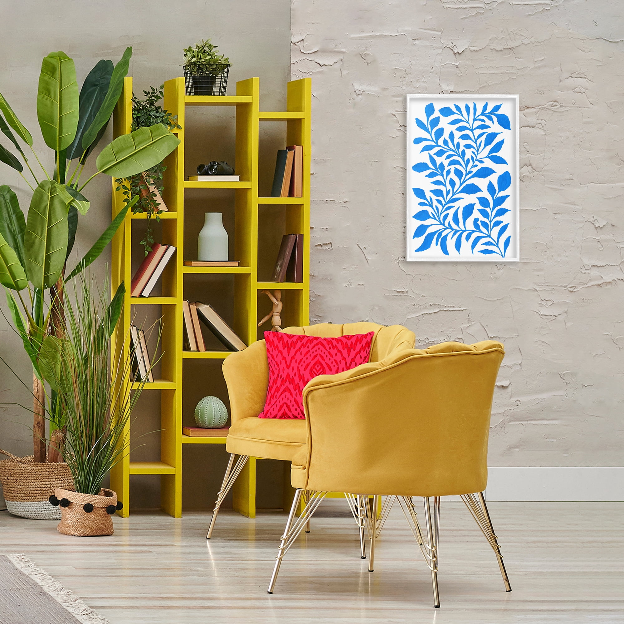Stupell Industries Blue Snake Plant Botanical & Floral Painting White Framed Art Print Wall Art, 16 x 24