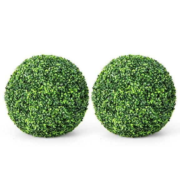 Resenkos Greenery Decor,2 Pieces 19 Inch Artificial Topiary Balls Faux Boxwood Ball Plants