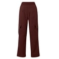 thumbnail image 2 of Audhol Women's Cargo Pants, Solid Color Pocket Work Pants Long Pants and Casual Pants for Women's Daily Use Lightweight Cargo Pants Red XL, 2 of 5