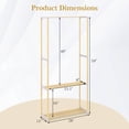 thumbnail image 2 of GETHFSA Pine Wood Clothes Rack with 2-Tier Open Storage Shelves, Freestanding Wooden Garment Rack for Bedroom, Closet, Wardrobe, Natural, 2 of 9