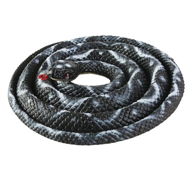 Juguete de serpiente falsa realista de goma grande de 47'' para accesorios de jardín y bromas prácticas. Blanco negro