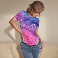 thumbnail image 3 of Cauagu Rainbow Glitter Cute Women's Crew Neck Round Short Sleeve T Shirts Tops Bodysuit Daily Jumpsuit-Large, 3 of 7