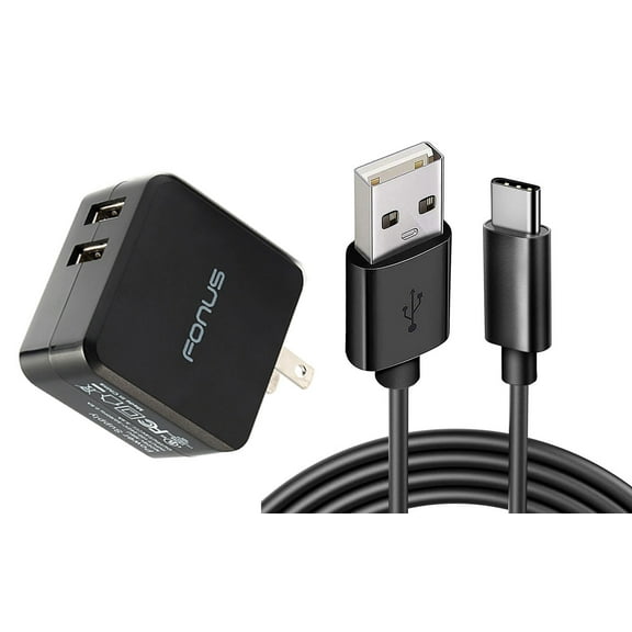 Home Charger 17W for Samsung Galaxy S25/Edge/Plus/Ultra - 2-Port USB 3.4A Type-C Cable 6ft Power Adapter