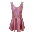 thumbnail image 5 of YOUYEDIAN Carnival Girls Pleated Mini Dress Kids Sparkly Shiny Metallic Sleeveless Dance Dress Ballet Dancewear Gymnastics Outfits (Red, 8-9 Years), 5 of 5
