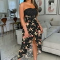 thumbnail image 2 of JINMGG 2024 Summer Clearance Dresses under $10.00 Women's Summer Print Strapless Long Dress Beach Split Dress Party Club Dress, 2 of 5
