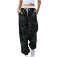 thumbnail image 2 of Plcasen Women Halloween Spider‑Web Print Drawstring Jogger Pants, Loose Casual Pants With Pockets, 2 of 5