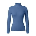 thumbnail image 4 of Yuanlong Womens Sweaters Solid Color Long Sleeve High-Neck Ribbed Knitwear Sweater Fall Winter Layering Warm Loose Ladies Pullover Tops, 4 of 4