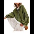 thumbnail image 2 of Sudadera con Capucha Informal de Larga con Cremallera y Bolsillos para Mujer, Talla Grande Verde L, 2 of 7