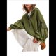 thumbnail image 2 of Sudadera con Capucha Informal de Larga con Cremallera y Bolsillos para Mujer, Talla Grande Verde S, 2 of 7