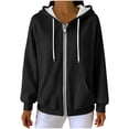 thumbnail image 5 of UTSJKR Sweatshirt for Women Long Sleeve Sweatshirt Fashion Hoodies Zip Up Loose Casual Spring Tops Knit Solid Color Jacket Black L, 5 of 9