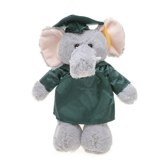 Made by Aliens Elephant Plush Stuffed Animal Toys Present Gifts for Graduation Day, Personalized Text, Name or Your School Logo on Gown, Best for Any Grad School Kids 12 Inches
