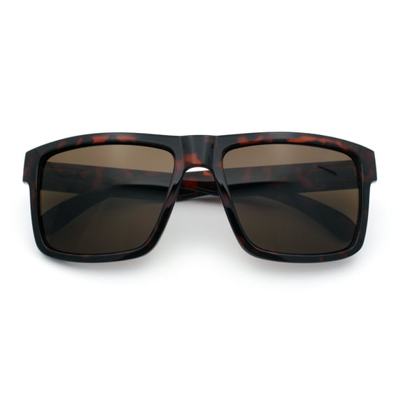 Mens Classic Suburb Urban Rectangular Sport Horn Rim Plastic Sunglasses Tortoise - Brown