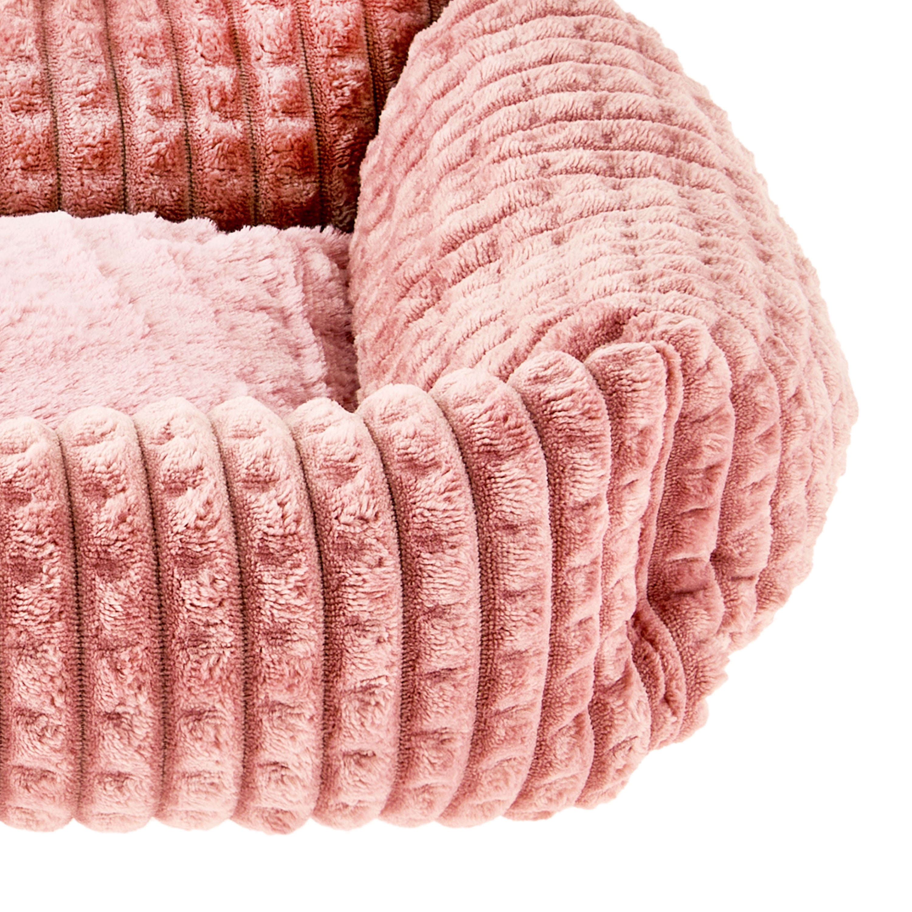 Vibrant Life Small Flannel Waffle Texture Bolster Cat or Dog Bed, Pink, 17" x 21"