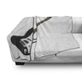 thumbnail image 3 of Guitar Soft Flannel Fleece Throw Blanket, Bass 4 String Rhythm Music Rock and Roll Element Detailed Illustration, Cozy Plush for Indoor and Outdoor Use, 50" x 60", Black White Caramel, by Ambesonne, 3 of 6
