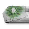 thumbnail image 3 of Peacock Mandala Soft Flannel Fleece Throw Blanket, Tropical Look Green Tone Holistic Design of Peafowl Tail Feathers, Cozy Plush for Indoor and Outdoor Use, 50" x 70", Multicolor, by Ambesonne, 3 of 6